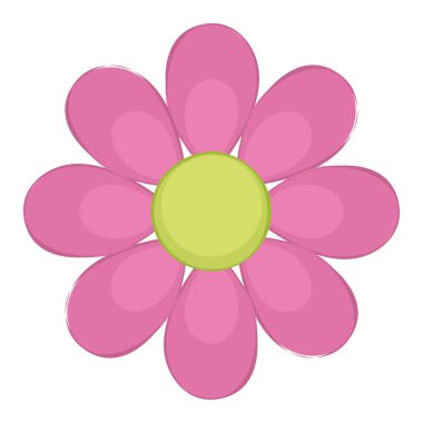 Yeşil merkezli pembe çiçek, beyaz arka planda izole edilmiş. Vektör illüstrasyonu