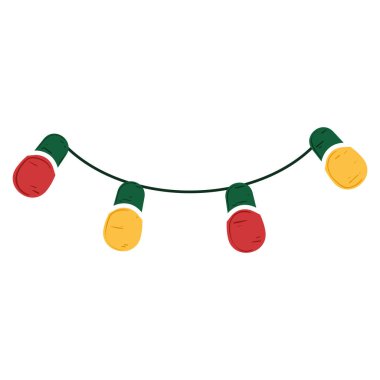 Illustration of Christmas lights in red and yellow, perfect for holiday decorations. Vector illustration clipart