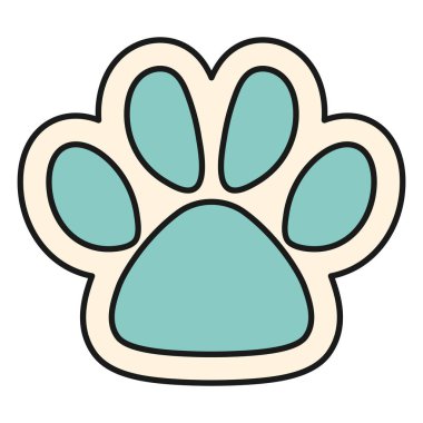 Yumuşak deniz mavisi renginde, evcil hayvan konseptleri için ideal bir minimalist pençe izi tasarımı. Vektör illüstrasyonu