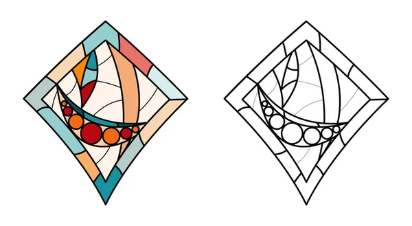 Feuille Travail Vitrail Église Couleur Diamant Images Abstraites — Image vectorielle