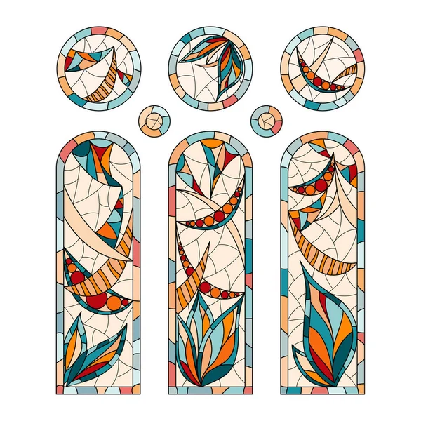 Stained Glass Windows Church — Stock Vector