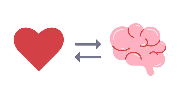 Баланс мозгового сердца. Простая плоская векторная иллюстрация.