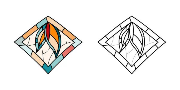 Feuille Travail Vitrail Église Couleur Diamants — Image vectorielle