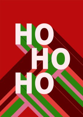 Bauhaus Noel posteri. Kırmızı arkaplanda soyut metin.