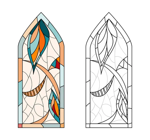 Folha Vidro Igreja Manchada Para Desenho — Vetor de Stock