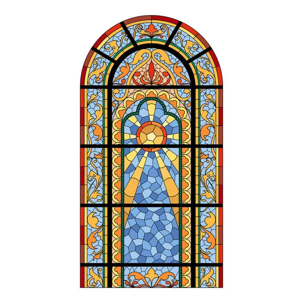 Janela Vidro Igreja Manchada Cor Forma Arco — Vetor de Stock