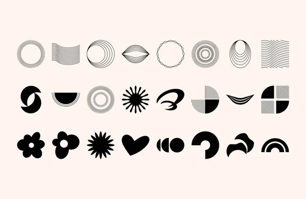 Aesthetic Y2K Elements Shapes Black Color — Stock Vector