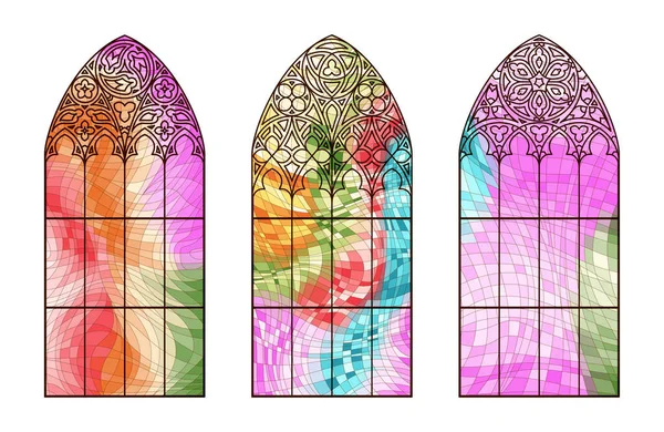 ステンドグラス教会の窓 モザイクカラーフレーム — ストックベクタ