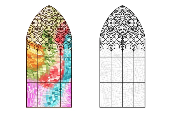 Feuille Travail Vitrail Église Image Abstraite Couleur — Image vectorielle