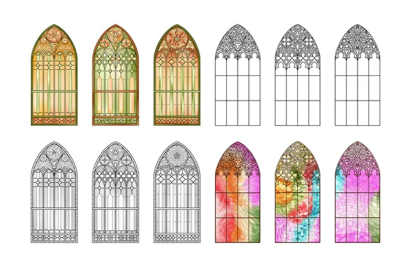 Janelas Vidro Manchadas Numa Igreja Gradientes Design Mosaico — Vetor de Stock