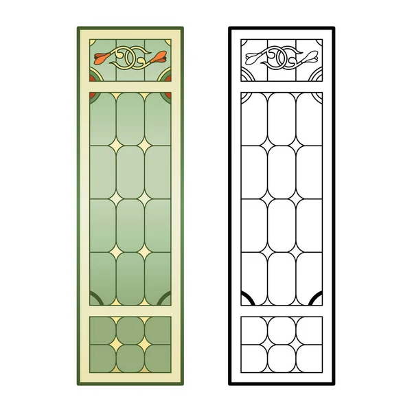 Stained Church Glass Window Worksheet — Stock Vector