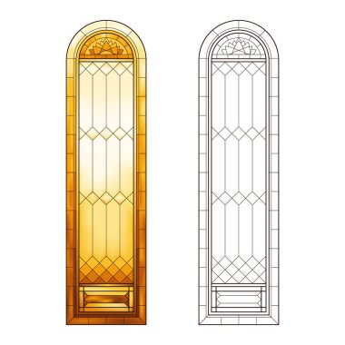 Lekeli kilise cam çalışma kağıtları güneş renkleriyle.