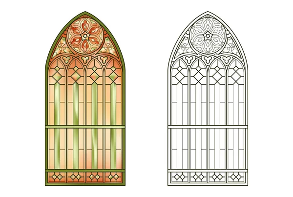 Worksheet Stained Church Glass Gradient Colors — Stock Vector