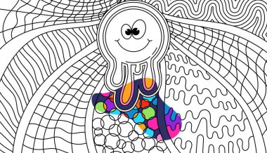 Yetişkinler için Zentangle boyama sayfası. Smyle dama tahtası satırları.