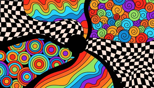 Yetişkinler için Zentangle boyama sayfası. Psychedelic groovy renk arkaplanı.