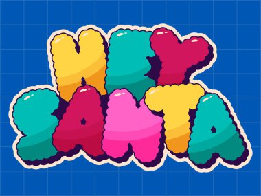 Renkli bir Noel çıkartması. Hey Noel Baba..