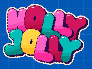 Renkli Noel etiketi cümlesi Holly Jolly.