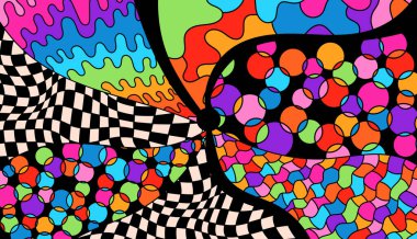 Yetişkinler için Zentangle boyama sayfası. Psychedelic groovy renk arkaplanı.