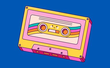 Portatif müzik çalar için şirin yüzlü Retro Kawaii.