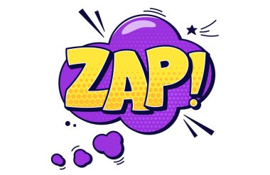 Konuşma balonu zap. Pop art yarım ton ögeleri.