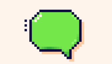 Piksel resim tarzında yeşil arkaplan çizili konuşma balonu.