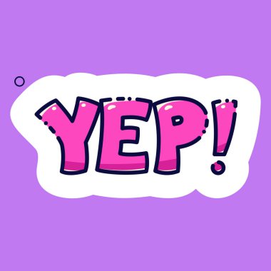 Bir kawaii eflatun konuşma balonu. Evet, mor arka planda. Haftalık planlayıcı etiketi.