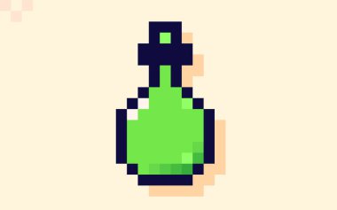 8-bit biçiminde çizilmiş yeşil ölçü kabı veya matara.