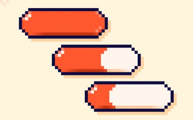 Piksel sanatı 8 bit biçiminde çizilmiş enerji çubukları.