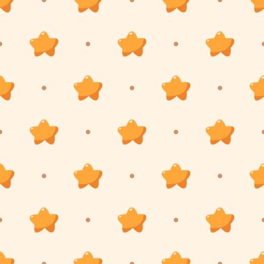 Sarı yıldızlı ve daireli kusursuz bebek deseni..