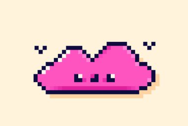 Şirin eflatun kawaii pikselli sanat bulutu.