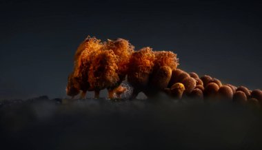 Sümük kalıpları. Dünyadaki en küçük mantarlar. Doğanın gizemli yaratıkları. Doğa arkaplanı. 