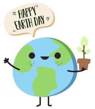 Mutlu Dünya Günü Vektör illüstrasyon. Smile Toprak