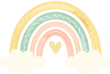 Gökkuşağı ve bulutlar pastel tonlarda