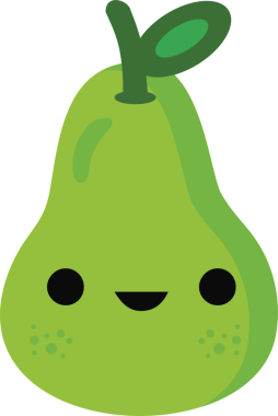 Tatlı çizgi film kawaii armut meyvesi.