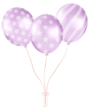 Mor tonlarda bir demet inci balon. Parti süslemeleri için balonlar