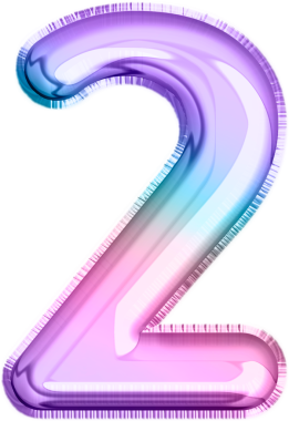 Çok renkli iki numaralı metalik balon.