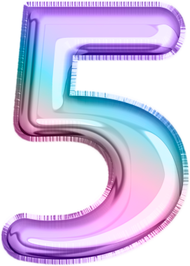 Çok renkli 5 numaralı metalik balon.