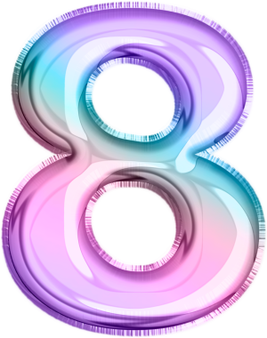 Çok renkli 8 numaralı metalik balon.