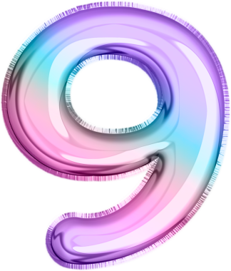 Çok renkli 9 numaralı metalik balon.