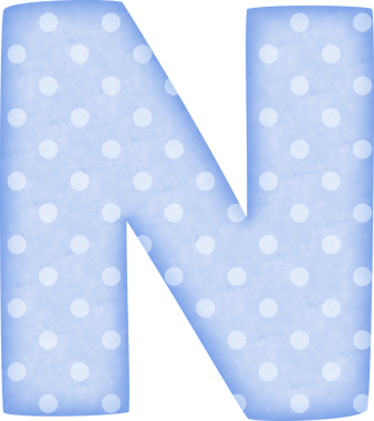 Büyük harf N Polka Dot alfabesi mavi tonda