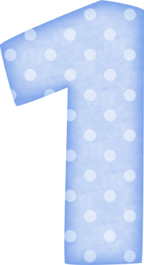 1 numaralı Polka Nokta alfabesi mavi tonda.