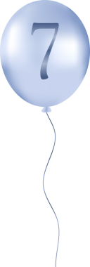 Mavi inci balon ve 7 numara.