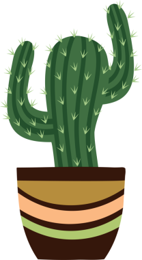 Cactus in Decorative Striped Earth Toned Pot