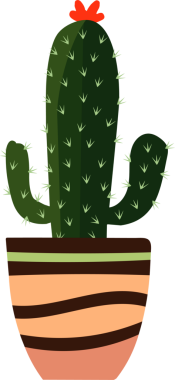 Cactus in Decorative Striped Earth Toned Pot