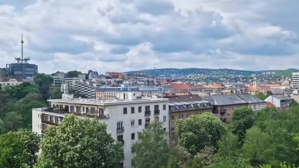 Panoramatický Výhled Uprostřed Dne Budapešti Budínského Hradu Maďarsko — Stock video