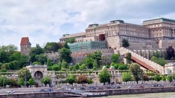 2023 View Buda Castle Budavari Palota Donau River Budapest Hungary — 图库视频影像