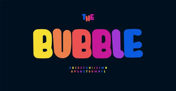 Heldere Regenboog Kleur Lettertype Vet Bubbels Letters Cartoon Kleurrijke Alfabet — Stockvector