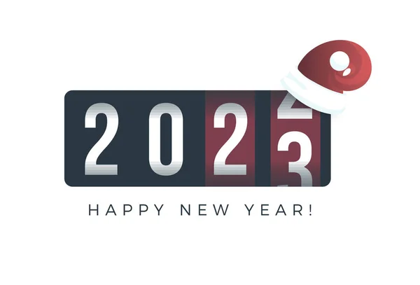 2023 Odpočítávání Čísel Santovým Kloboukem Šťastný Nový Rok Plakát Blahopřání — Stockový vektor