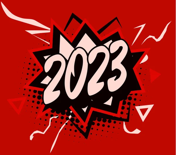 2023 Αριθμοί Στυλ Κινουμένων Σχεδίων Κόμικ Γραφικό Βιβλίο Καλή Πρωτοχρονιά — Διανυσματικό Αρχείο