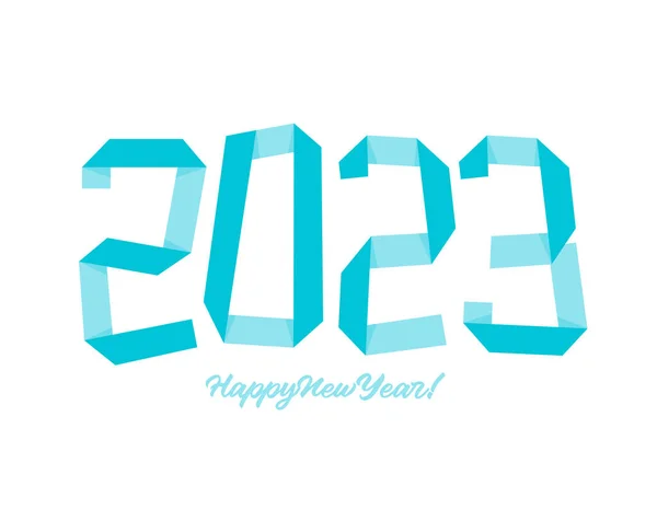 Koli Bandı Tarzında 2023 Mavi Numara Mutlu Yıllar Posteri Tebrik — Stok Vektör